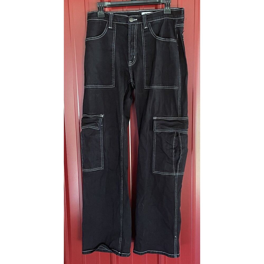 Hot Topic‎ Aphrodite Pants Cargo Wide Leg Baggy Vintage Y2K 90s Dark Denim 32x31